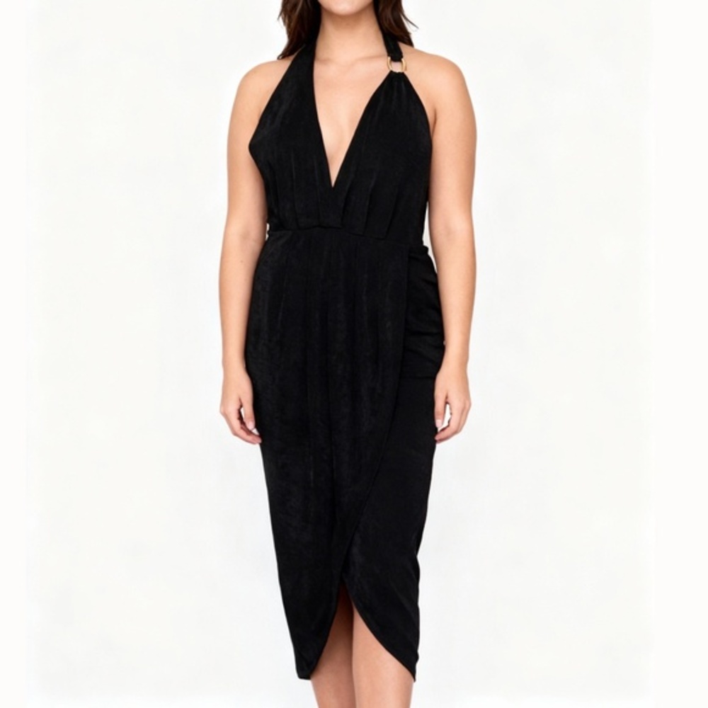 bebe‎ - Halter Ruched Midi Dress
